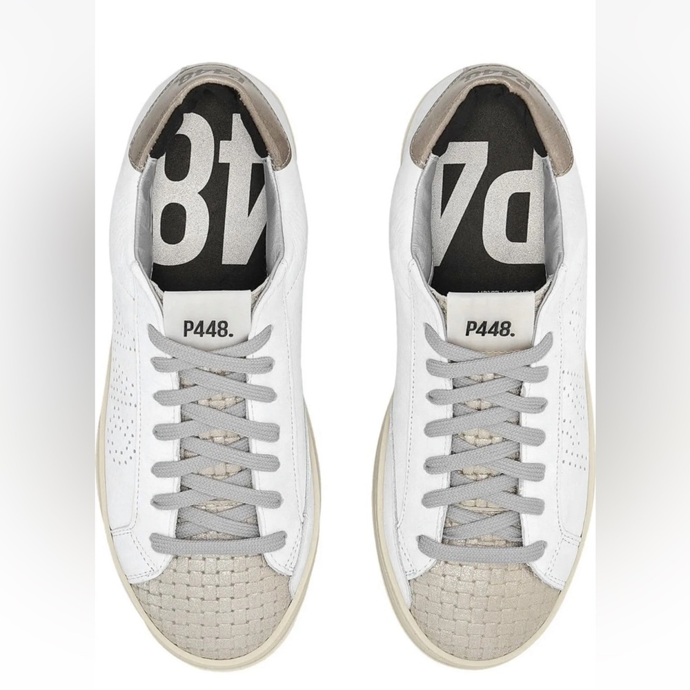 P448 Thea Platform Kale/Bia White Leather Sneakers EU 39 US 9
